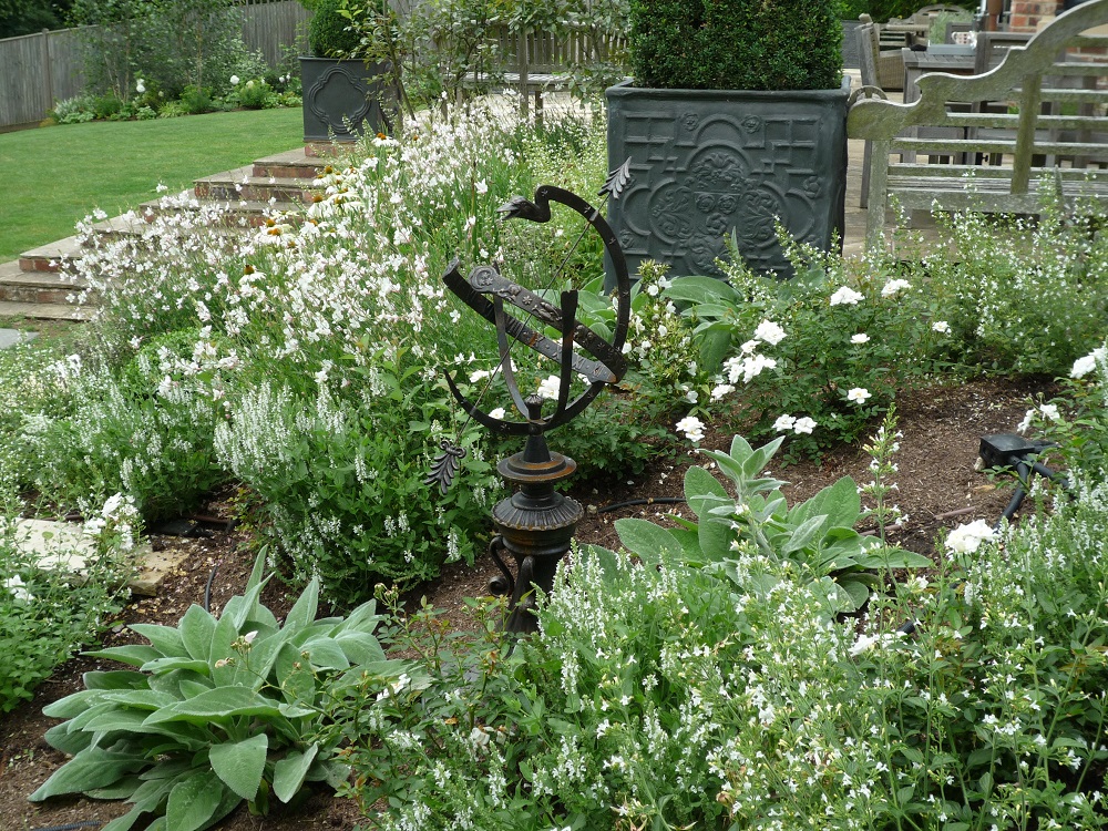 Garden Armillary compliments new garden design by Nancy in Reigate